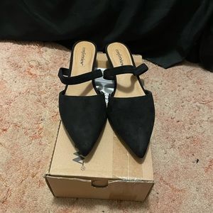 Black slide on shoes